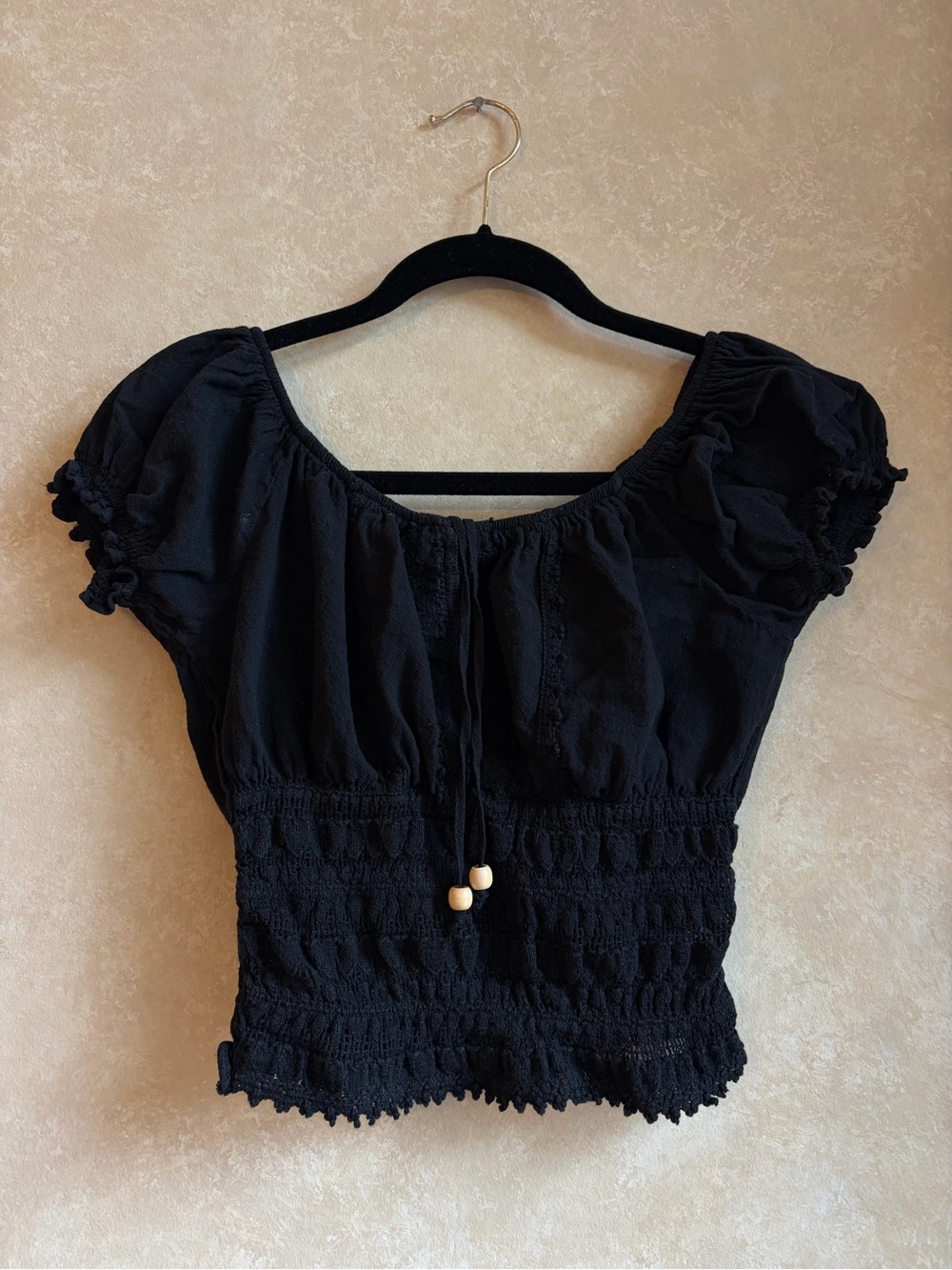 Black Blanco Lace Cropped Top Size Large
